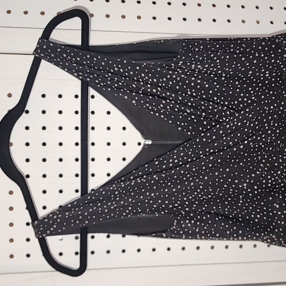 Talbots Pure Silk Size 10 Black w/ Cream Dots Midi Dress Sleeveless Pleated - Picture 4 of 8